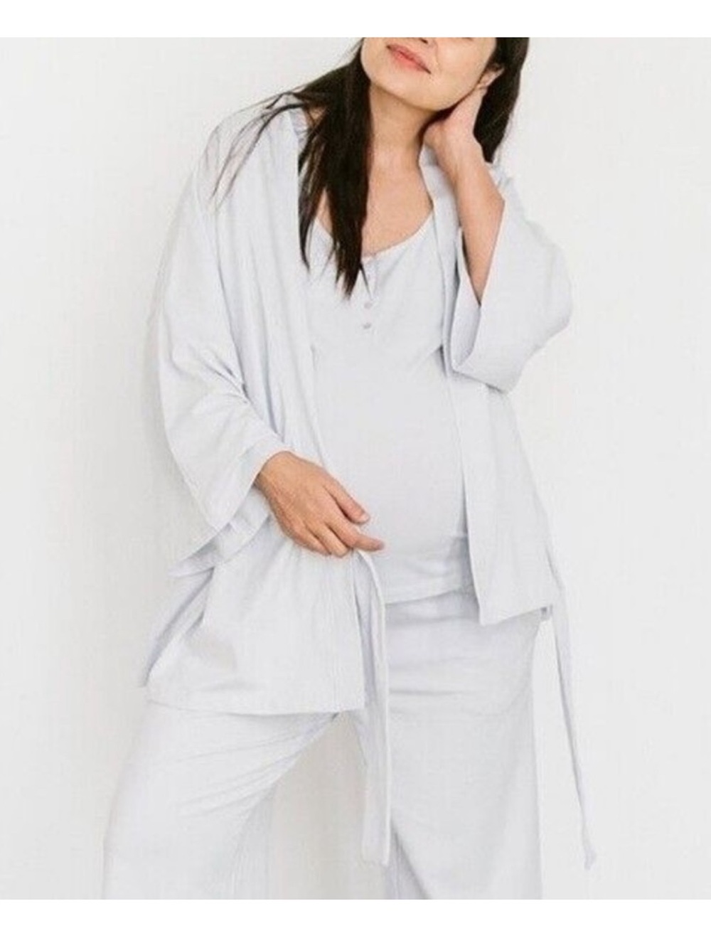 Storq Maternity Breastfeeding Grey Kimono Robe Postpartum